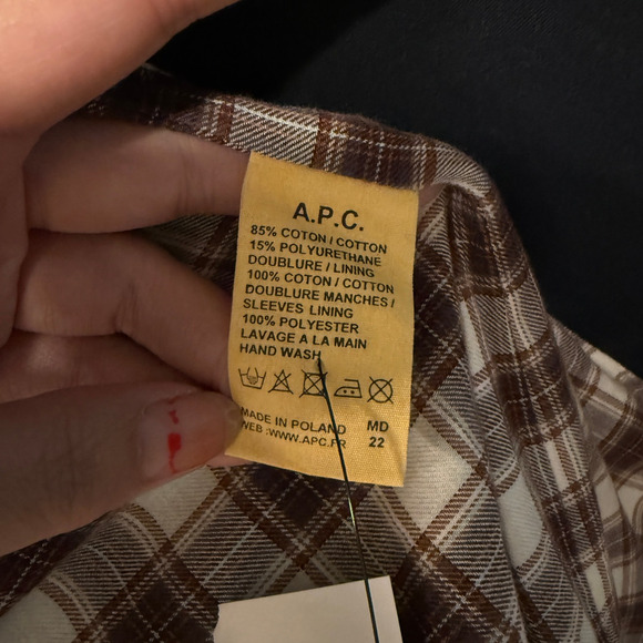 APC Paris S Wax Coated $495 Leather Toggle Duffle Coat Plaid Lined Jacket Black - Picture 11 of 12